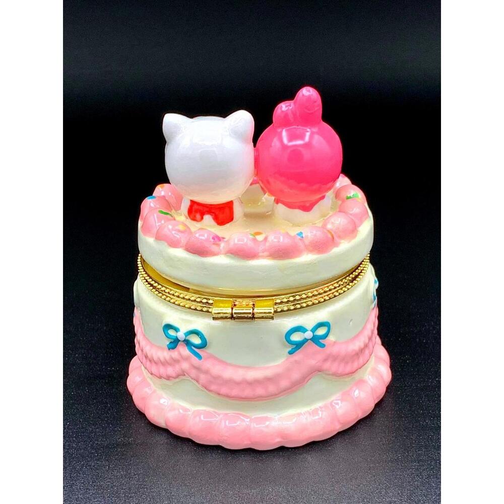 Kawaii Hello Kitty My Melody Trinket Box - Ceramic Hinged Keepsake Organizer - Picture 3 of 4